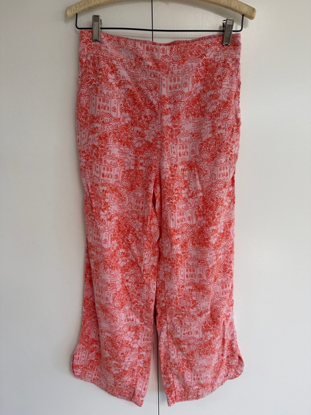 Cynthia Rowley Coral & Pink Printed Pull-On Pants